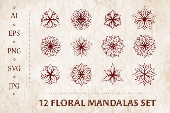 12 Floral Mandalas: A Graphic Design Asset for Editorial and Web Use