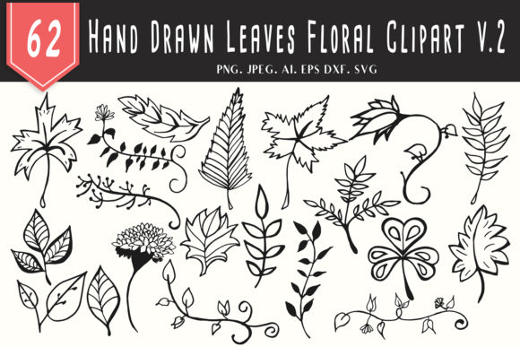 60 Handmade Leaves Floral Clipart V2 Review