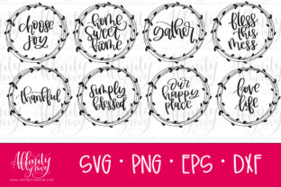 8 Wreaths with Phrases: A Graphic Design Asset for Crafts and Creative Projects