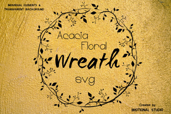 Acacia Floral Wreath Clip Art for Editorial and Web Design