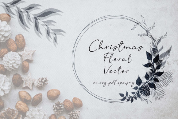 Christmas Floral Graphics for Festive Branding