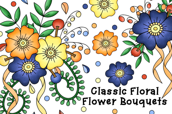 Classic Floral Flower Bouquets Clipart: A Versatile Graphic Design Asset
