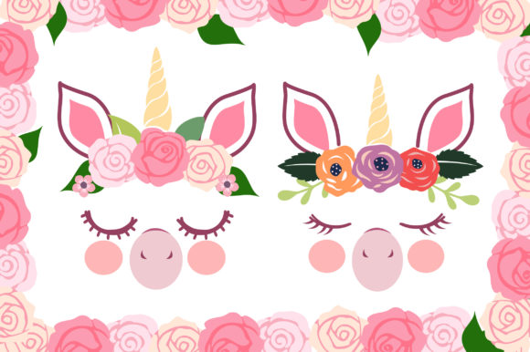 Cute Floral Unicorn Heads - Graphics for Digital Product Creators