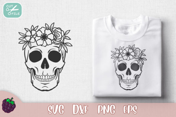 Floral Crown Skull Graphics for Branding and Illustrations