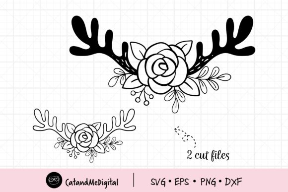 Floral Deer Antlers SVG for Branding and Marketing