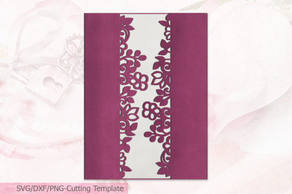 Floral Gate Fold Wedding Invitation for Laser Cutting
