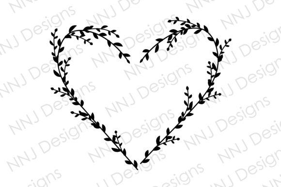 Floral Heart Leaves Wreath SVG Monogram - A Graphic Design Asset for Handmade Creations