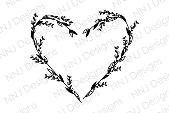 Floral Heart Wreath SVG Leaf Frame for Branding and Packaging