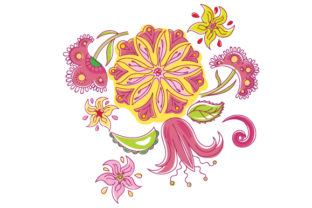Floral in Abstract Print Style for Summer Crafts