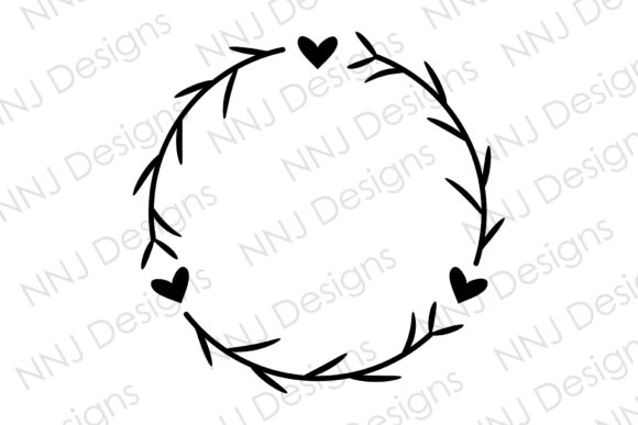 Floral Leaves Heart Wreath Monogram SVG for Branding and Packaging