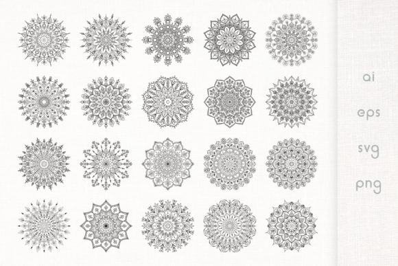 Floral Mandala Pack of 20 - A Versatile Graphics Asset for Branding