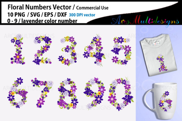 Floral Numbers Lavender Floral Graphics