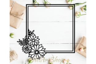 Flower Square Frame for Crafts and Graphics
