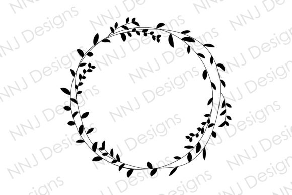 Laurel Wreath Floral Leaves Round Circle Graphics