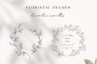 Line Drawing Floral Wreaths, Sprigs for Modern Web Design
