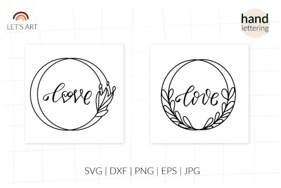Love Svg in Floral Frame Svg. Valentines - A Graphic Design Asset for Illustrations