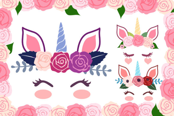 Peaceful Floral Unicorn Heads Graphics for Blog and Website Design