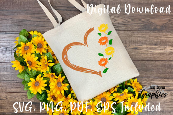 Sunflower Heart Love Floral Graphics for Creative Projects
