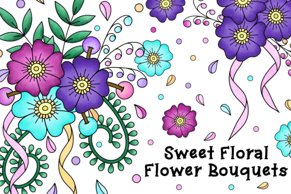 Sweet Floral Flower Bouquets Clipart Set for Graphics and Illustrations